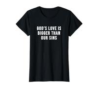 El Amor de Dios es más Grande Que Nuestros pecados Camiseta gráfica económica, Mujer, Negro, XS