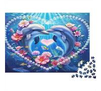 El Amor de los Delfines bajo el Agua Puzzles 1000 Piezas Papel Reciclado para Adultos Puzzle para Adultos Juego Familiar Divertido y desafiante Excelente Idea de Regalo para Mujeres y Hombres