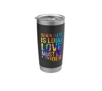 El amor debe ser más fuerte en colores del arco iris Vaso térmico de acero inoxidable de doble pared