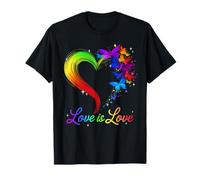 El Amor Es Amor LGBT Mariposa Corazón Arco Iris Orgullo Lesbiana Camiseta