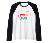 El amor es ciego Braille Conciencia de la ceguera con discapacidad visual Camiseta Manga Raglan