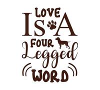 El amor es una palabra de cuatro patas, perro, cita, tipografía de letras con siluetas de perros Calcomanías de pared de PVC 49.4x65.9cm Removible sin dejar pegamento Café