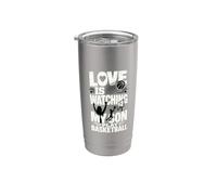 El amor es ver a mi hijo jugar baloncesto Vaso térmico de acero inoxidable de doble pared