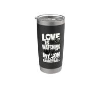 El amor es ver a mi hijo jugar baloncesto Vaso térmico de acero inoxidable de doble pared