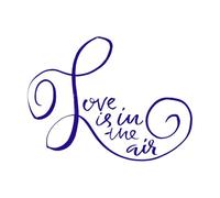 El amor está en el aire, caligrafía dibujada a mano. Calcomanías de pared de PVC 60.8x80.5cm No se cae Azul oscuro