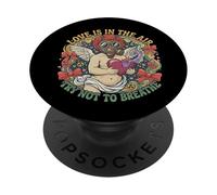 El Amor está en el Aire Trate de no respirarlo Cupido Anti Valentine PopSockets PopGrip Adhesivo