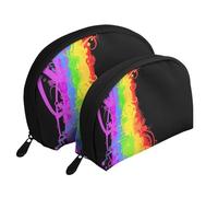 El Amor GANA el Arco Iris, Bolsa de Maquillaje de Concha, Monedero pequeño para Mujer, Bolsa de artículos de tocador, Bolsa de cosméticos, 2 Piezas