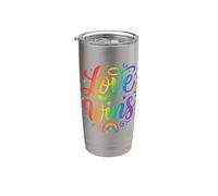 El amor gana el orgullo gay LGBTQ Igualdad Aliado Rainbow Vaso térmico de acero inoxidable de doble pared
