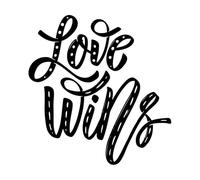 El amor gana frase de letras dibujadas a mano Calcomanías de pared de PVC 42x44.1cm Pintura mural artística Negro