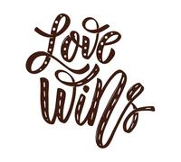 El amor gana frase de letras dibujadas a mano Calcomanías de pared de PVC 54.6x57.3cm Varios tamaños Café