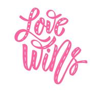 El amor gana frase de letras dibujadas a mano Pegatinas de pared de papel adhesivo 42x44.1cm Embellecimiento de paredes Rosa