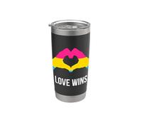 El amor gana la bandera pansexual Vaso térmico de acero inoxidable de doble pared