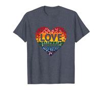 El Amor GANA la celebración LGBTQ del Orgullo del corazón del Arco Iris Camiseta, Hombre, Azul Jaspeado, XXL