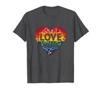El Amor GANA la celebración LGBTQ del Orgullo del corazón del Arco Iris Camiseta, Hombre, Jaspeado Oscuro, XL