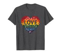 El Amor GANA la celebración LGBTQ del Orgullo del corazón del Arco Iris Camiseta, Hombre, Jaspeado Oscuro, 5XL