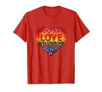 El Amor GANA la celebración LGBTQ del Orgullo del corazón del Arco Iris Camiseta, Hombre, Rojo, XXL
