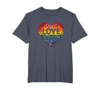 El Amor GANA la celebración LGBTQ del Orgullo del corazón del Arco Iris Camiseta, Hombre Tallas Grandes, Azul Jaspeado, 5X Alto