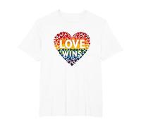 El Amor GANA la celebración LGBTQ del Orgullo del corazón del Arco Iris Camiseta, Hombre Tallas Grandes, Blanco, 5X Alto