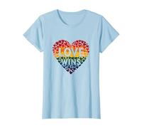 El Amor GANA la celebración LGBTQ del Orgullo del corazón del Arco Iris Camiseta, Mujer, Azul Bebé, XL