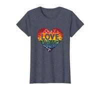 El Amor GANA la celebración LGBTQ del Orgullo del corazón del Arco Iris Camiseta, Mujer, Azul Jaspeado, XS