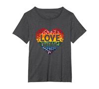 El Amor GANA la celebración LGBTQ del Orgullo del corazón del Arco Iris Camiseta, Mujer Tallas Grandes, Jaspeado Oscuro, 5XL Grande