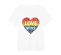El Amor GANA la celebración LGBTQ del Orgullo del corazón del Arco Iris Camiseta, Mujer Tallas Grandes, Blanco, 5XL Grande
