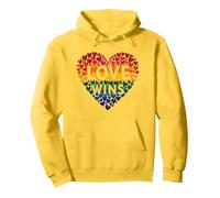 El Amor GANA la celebración LGBTQ del Orgullo del corazón del Arco Iris Sudadera con Capucha, Unisex para Adultos, Limón, XL