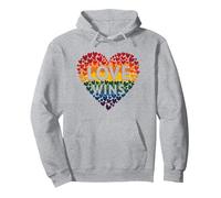 El Amor GANA la celebración LGBTQ del Orgullo del corazón del Arco Iris Sudadera con Capucha, Unisex para Adultos, Gris Jaspeado, XL