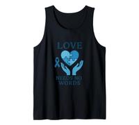 El Amor no Necesita Palabras Conciencia sobre el Autismo Corazón Azul Camiseta sin Mangas