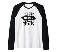 El Amor Nunca Falla - Versículo bíblico edificante fe Cristiana Camiseta Manga Raglan