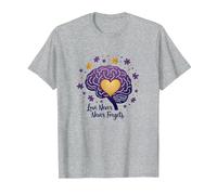 El Amor Nunca Olvida Cerebro Corazón Conciencia de Alzheimer Camiseta, Hombre, Gris Jaspeado, 3XL