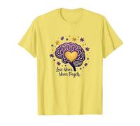 El Amor Nunca Olvida Cerebro Corazón Conciencia de Alzheimer Camiseta, Hombre, Limón, XL