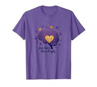 El Amor Nunca Olvida Cerebro Corazón Conciencia de Alzheimer Camiseta, Hombre, Morado Jaspeado, M