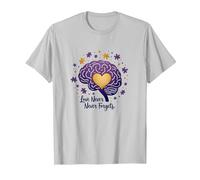 El Amor Nunca Olvida Cerebro Corazón Conciencia de Alzheimer Camiseta, Hombre, Plata, XL