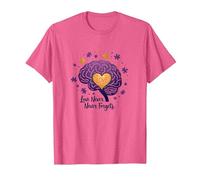 El Amor Nunca Olvida Cerebro Corazón Conciencia de Alzheimer Camiseta, Hombre, Rosa Jaspeado, S