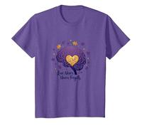 El Amor Nunca Olvida Cerebro Corazón Conciencia de Alzheimer Camiseta, Niños, Morado Jaspeado, 12 años