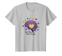 El Amor Nunca Olvida Cerebro Corazón Conciencia de Alzheimer Camiseta, Niños, Plata, 4 años