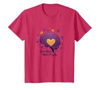 El Amor Nunca Olvida Cerebro Corazón Conciencia de Alzheimer Camiseta, Niños, Rojo Jaspeado, 4 años