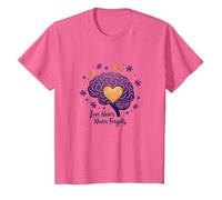 El Amor Nunca Olvida Cerebro Corazón Conciencia de Alzheimer Camiseta, Niños, Rosa Jaspeado, 10 años