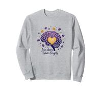 El Amor Nunca Olvida Cerebro Corazón Conciencia de Alzheimer Sudadera, Unisex para Adultos, Gris Jaspeado, S