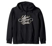 El Amor Nunca Termina - Tipografía de Lujo Blanca Elegante Celestial Sudadera con Capucha