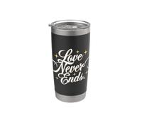 El amor nunca termina - Tipografía de lujo blanca elegante celestial Vaso térmico de acero inoxidable de doble pared