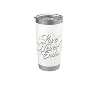 El amor nunca termina - Tipografía de lujo blanca elegante celestial Vaso térmico de acero inoxidable de doble pared