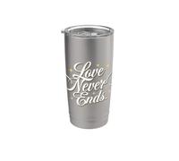El amor nunca termina - Tipografía de lujo blanca elegante celestial Vaso térmico de acero inoxidable de doble pared