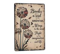 El Amor Por La Lectura De Libros Da Alas Al Universo Del Alma Y A La Mente. Letrero De Metal Letrero De Estaño Pared Cartel De Metal Para Habitación Baño Sala De Estar 20X30cm