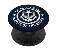 El Ancla sostiene a Pesar de la tormenta fe Cristiana PopSockets PopGrip Adhesivo