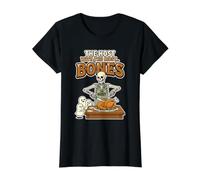 El anfitrión con la mayoría. Huesos Humorístico Fantasmal Humor de Halloween Camiseta gráfica económica, Mujer, Negro, XL