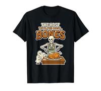 El anfitrión con la mayoría. Huesos Humorístico Fantasmal Humor de Halloween Camiseta gráfica económica, Hombre, Negro, XL