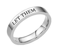 El anillo de audiolibro Let Them - Let Them - Anillo de acero inoxidable con grabado para mejores amigas de la hermandad - Anillo de amistad inspirador - Joyería motivadora de la amistad - Anillos de