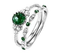 El anillo póster de la Tierra Media Anillo de Compromiso para Mujer, Juego Individual de 2 Piezas con Juegos de Regalo, Anillo de Propuesta de Plata, Anillo de Novia, Anillo de Compromiso Retro Anillo